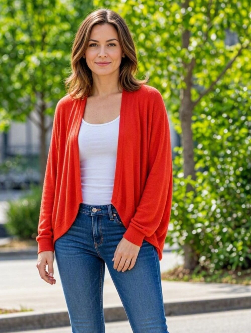Tangerine Orange Coocoon Batwing Long Dolman Sleeve Shrug M